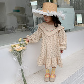 Korejska dječja odjeća Djevojačka haljina s izvezenim cvijećem 2023. Novo proljeće 2023. Dječja moderna haljina princeze s V-izrezom i dugim rukavima