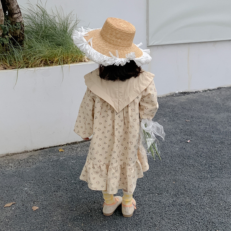 Korejska dječja odjeća Djevojačka haljina s izvezenim cvijećem 2023. Novo proljeće 2023. Dječja moderna haljina princeze s V-izrezom i dugim rukavima