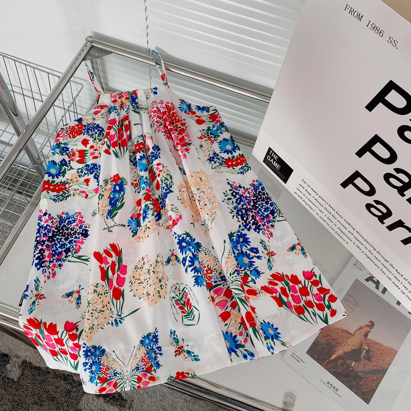 Κορίτσια Ζαρτιέρες Καλοκαίρι Νέα Λουλούδια Μωρό Χαριτωμένο Φαρδύ Φόρεμα Παραλίας Παιδικά Ρούχα Κλασικό Φόρεμα Κορίτσια Μόδα Παιδική Στολή