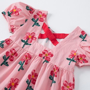 Καλοκαιρινό νέο παιδικό φόρεμα 2023 Κορεάτικο κορεάτικο κοντομάνικο κοριτσίστικο φόρεμα με διπλές ραφές με εμπριμέ λουλούδι Χαριτωμένο φόρεμα πριγκίπισσας