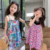 Haljina za djevojčice Ljetne nove haljine za princeze kratkih rukava s malim cvijetom Dječja odjeća za bebe Ležerna dječja lažna dvodijelna haljina