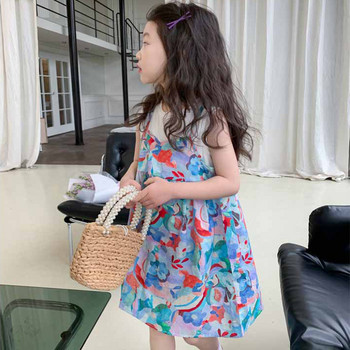 Φόρεμα για κορίτσια Καλοκαιρινό Νέο Μικρό λουλούδι κοντομάνικο Princess DresBaby Παιδικά Ρούχα Casual Παιδικά Fake Two Piece φόρεμα