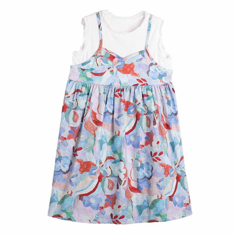 Haljina za djevojčice Ljetne nove haljine za princeze kratkih rukava s malim cvijetom Dječja odjeća za bebe Ležerna dječja lažna dvodijelna haljina