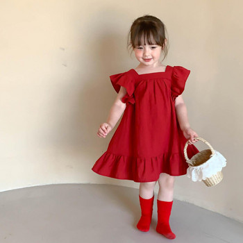 Καλοκαιρινό Φόρεμα για Κορίτσια Βρεφικά Παιδικά Ρούχα Γλυκό Πριγκίπισσα Φόρεμα Μικρό Φρέσκο Πέταλο Φιόγκος Vestidos 3-7 Χρόνια Παιδικά Ρούχα