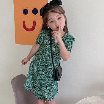 Καλοκαιρινό φόρεμα για κορίτσια σε κινέζικο στιλ Floral V-λαιμόκοψη κοντό μανίκι Φόρεμα Παιδικά ρούχα Παιδικά ρούχα