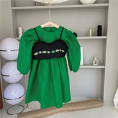 Proljeće 2022. Djevojačka mori retro izvezena tuba gornja haljina u korejskoj verziji Dječja dječja tuba haljina koja se može skinuti za djevojčicu