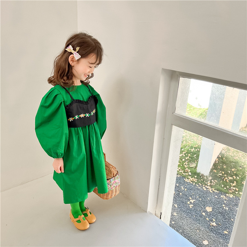 Proljeće 2022. Djevojačka mori retro izvezena tuba gornja haljina u korejskoj verziji Dječja dječja tuba haljina koja se može skinuti za djevojčicu