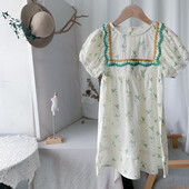 Καλοκαιρινό φόρεμα για κορίτσια βρετανικού στιλ δαντέλα Floral σύνολα Γλυκά κοστούμια Πριγκίπισσα πάρτι φόρεμα βαμβακερά Παιδικά παιδικά ρούχα