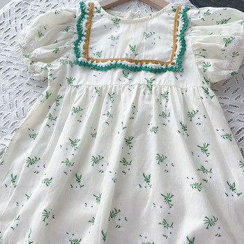 Καλοκαιρινό φόρεμα για κορίτσια βρετανικού στιλ δαντέλα Floral σύνολα Γλυκά κοστούμια Πριγκίπισσα πάρτι φόρεμα βαμβακερά Παιδικά παιδικά ρούχα