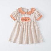 Καλοκαιρινό μωρό φόρεμα κούκλα πέτο κέντημα Lolita Love κέντημα αντίθεση χρώματος Κοντομάνικα Κορεάτικα παιδικά ρούχα