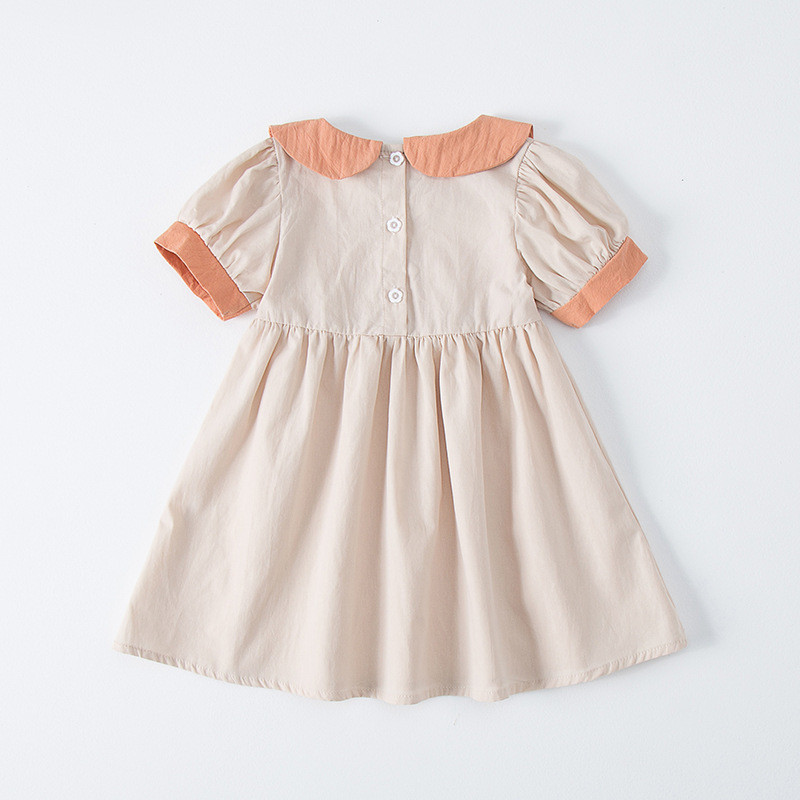 Καλοκαιρινό μωρό φόρεμα κούκλα πέτο κέντημα Lolita Love κέντημα αντίθεση χρώματος Κοντομάνικα Κορεάτικα παιδικά ρούχα