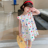 Vasarinė mergaičių suknelė Drugelis skraidanti rankovėmis suknelė Miela princesė suknelė vaikiška kūdikių vaikiški drabužiai mergaitei