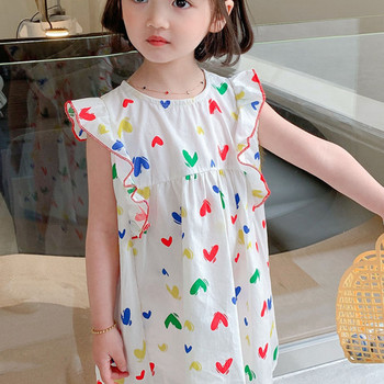 Καλοκαιρινό φόρεμα για κορίτσια με πεταλούδα φόρεμα με ιπτάμενα μανίκια Γλυκό φόρεμα πριγκίπισσας Παιδικά παιδικά ρούχα για κορίτσι
