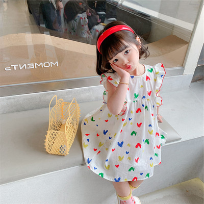 Vasarinė mergaičių suknelė Drugelis skraidanti rankovėmis suknelė Miela princesė suknelė vaikiška kūdikių vaikiški drabužiai mergaitei