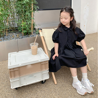 Ljetna haljina za djevojčice Nova odjeća s puf rukavima Bijela haljina s ovratnikom košulje Slatka haljina princeze Dječji kostimi Dječja odjeća