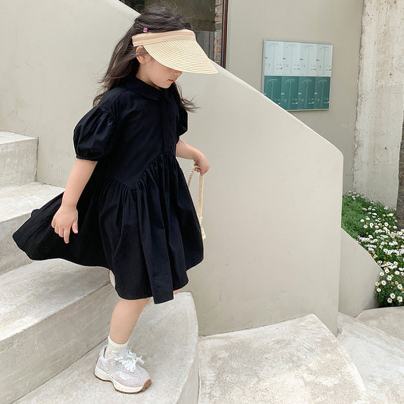 Ljetna haljina za djevojčice Nova odjeća s puf rukavima Bijela haljina s ovratnikom košulje Slatka haljina princeze Dječji kostimi Dječja odjeća