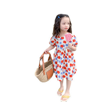 Καλοκαιρινό φόρεμα για κορίτσια Μικρό φόρεμα φρέσκων λουλουδιών New Halter Temperament Φορέματα πριγκίπισσας κοντά μανίκια Παιδικά παιδικά ρούχα