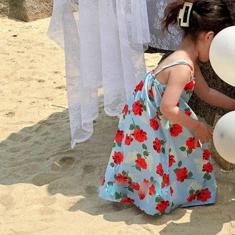Fashion Girls's Slip Dress Καλοκαιρινό Παιδικό Φόρεμα σε γιορτινό στυλ Cool Flower Girls Dress Seaside Resort Style Vest φόρεμα Princess