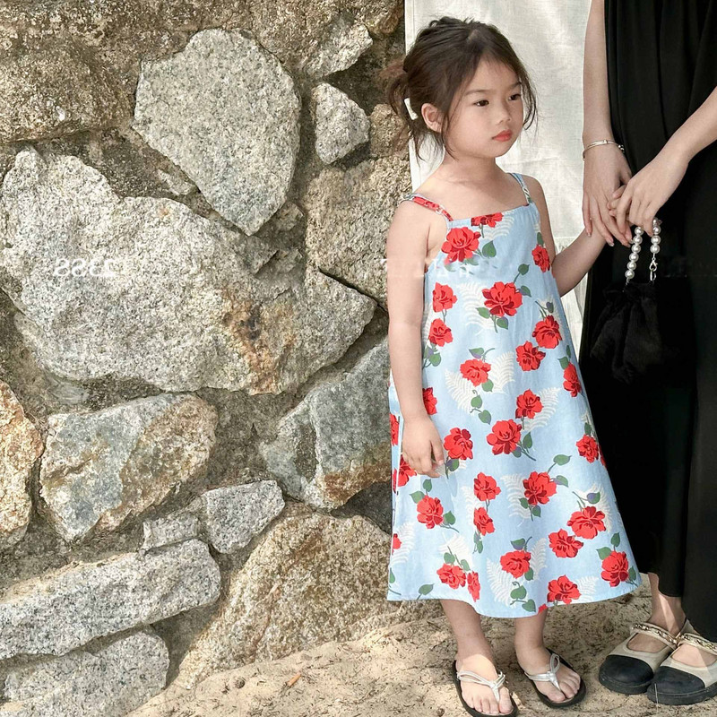 Fashion Girls's Slip Dress Καλοκαιρινό Παιδικό Φόρεμα σε γιορτινό στυλ Cool Flower Girls Dress Seaside Resort Style Vest φόρεμα Princess