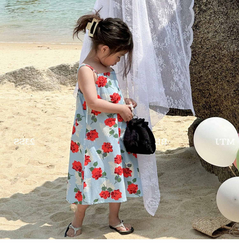 Fashion Girls's Slip Dress Καλοκαιρινό Παιδικό Φόρεμα σε γιορτινό στυλ Cool Flower Girls Dress Seaside Resort Style Vest φόρεμα Princess