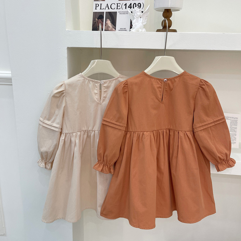 Haljine za djevojčice Haljina s vezom od čipke Nove jesenske haljine od čistog pamuka 2023. Dječja haljina u korejskom stilu