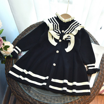 Pletena haljina za djevojčice Jesenska dječja haljina u kampus stilu Proljetna nova modna džemper haljina s dugim rukavima za djevojčice Dječja odjeća