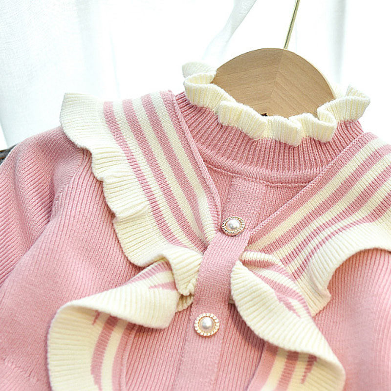Pletena haljina za djevojčice Jesenska dječja haljina u kampus stilu Proljetna nova modna džemper haljina s dugim rukavima za djevojčice Dječja odjeća