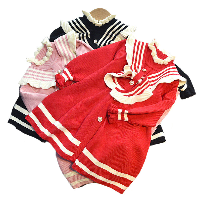 Pletena haljina za djevojčice Jesenska dječja haljina u kampus stilu Proljetna nova modna džemper haljina s dugim rukavima za djevojčice Dječja odjeća