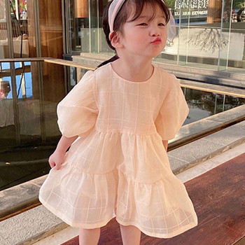 Καλοκαιρινό φόρεμα για κορίτσια Γλυκό νέο στυλ καρό ανοιχτό χρώμα Φόρεμα πριγκίπισσας Παιδικά ρούχα Παιδικά ρούχα