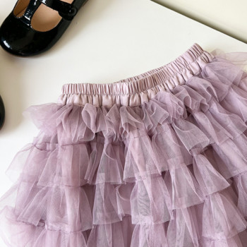 Νέα ανοιξιάτικη ανοιξιάτικη, μεσαία φούστα μεσαίου μήκους 2023 Παιδική μοδάτη πολυστρωματική φούστα κέικ γάζα