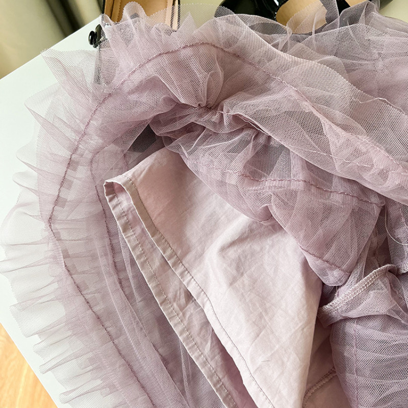 Nova proljetna ležerna suknja srednje dužine za djevojčice 2023. Dječja modna slojevita pufnasta gaza suknja