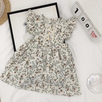 2023 Νέο καλοκαιρινό βρεφικό φόρεμα για κορίτσια σε ποιμαντικό στυλ λουλούδι Φόρεμα πριγκίπισσας με μικρό ιπτάμενο μανίκι Παιδικά παιδικά ρούχα για παιδιά