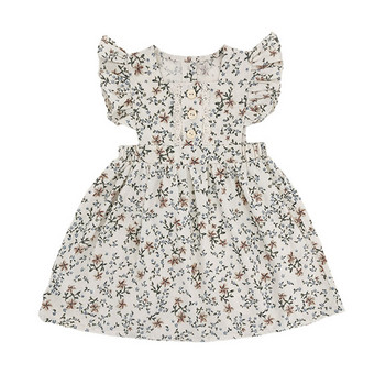 2023 Νέο καλοκαιρινό βρεφικό φόρεμα για κορίτσια σε ποιμαντικό στυλ λουλούδι Φόρεμα πριγκίπισσας με μικρό ιπτάμενο μανίκι Παιδικά παιδικά ρούχα για παιδιά