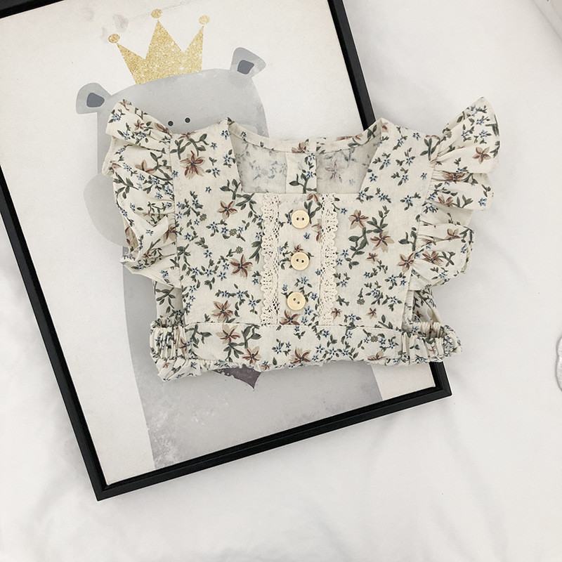 2023 Νέο καλοκαιρινό βρεφικό φόρεμα για κορίτσια σε ποιμαντικό στυλ λουλούδι Φόρεμα πριγκίπισσας με μικρό ιπτάμενο μανίκι Παιδικά παιδικά ρούχα για παιδιά