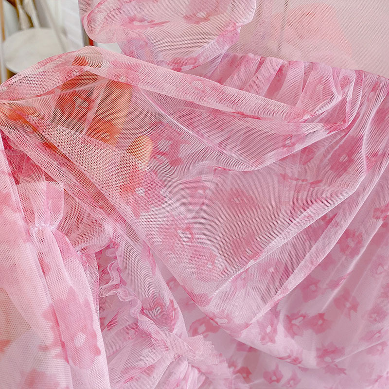 Κορίτσια Καλοκαιρινό δικτυωτό φόρεμα Εξωτερικά ρούχα Παιδικά ρούχα Βρεφικά Παιδικά ρούχα Γλυκά Floral Vestidos Μυθιστόρημα Ροζ λουλούδι Πριγκίπισσα φόρεμα