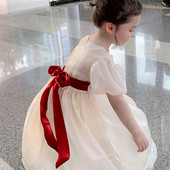 Suvine tüdrukute võrkkleit Sweet puhvis varrukatega seljarihmad Printsesskleit beebidele lastele riided lasteriided