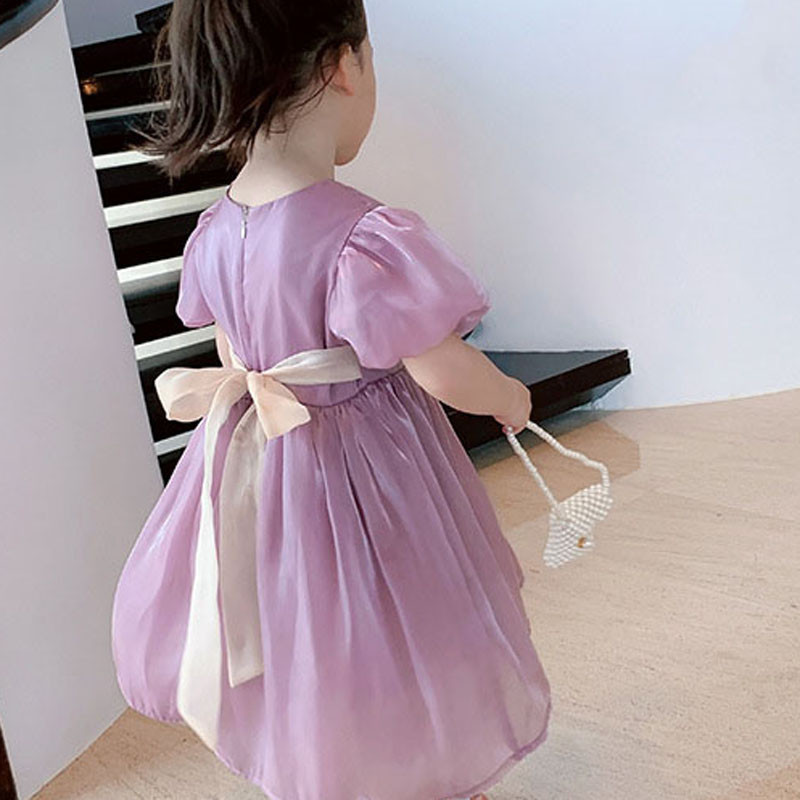 Suvine tüdrukute võrkkleit Sweet puhvis varrukatega seljarihmad Printsesskleit beebidele lastele riided lasteriided