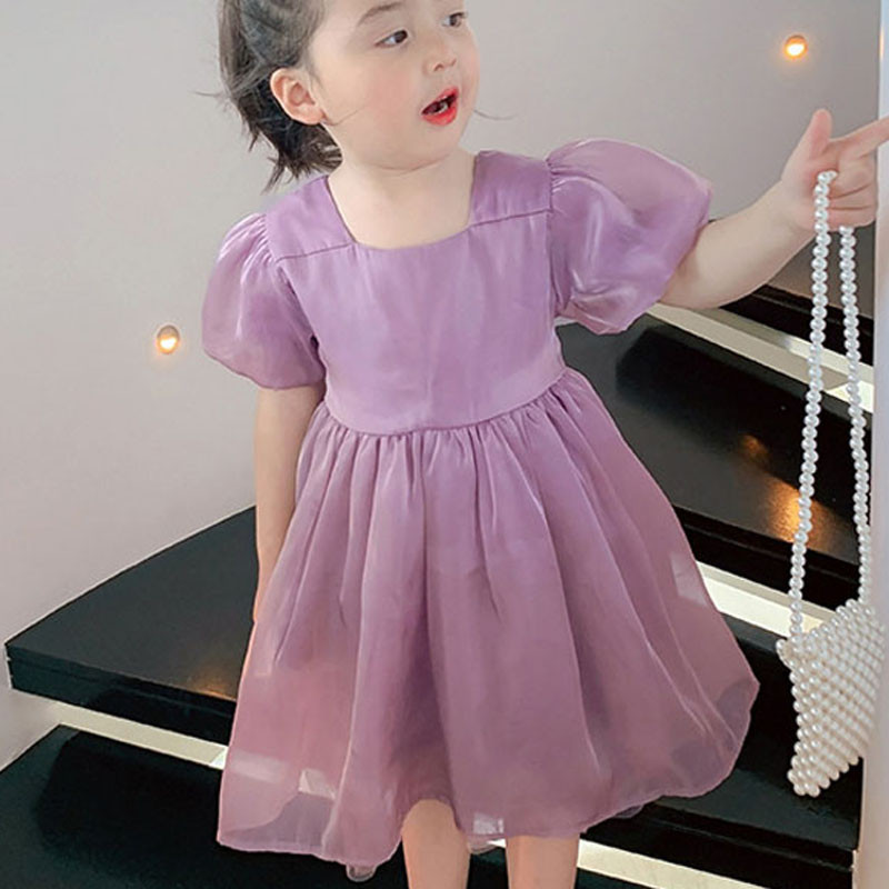 Suvine tüdrukute võrkkleit Sweet puhvis varrukatega seljarihmad Printsesskleit beebidele lastele riided lasteriided