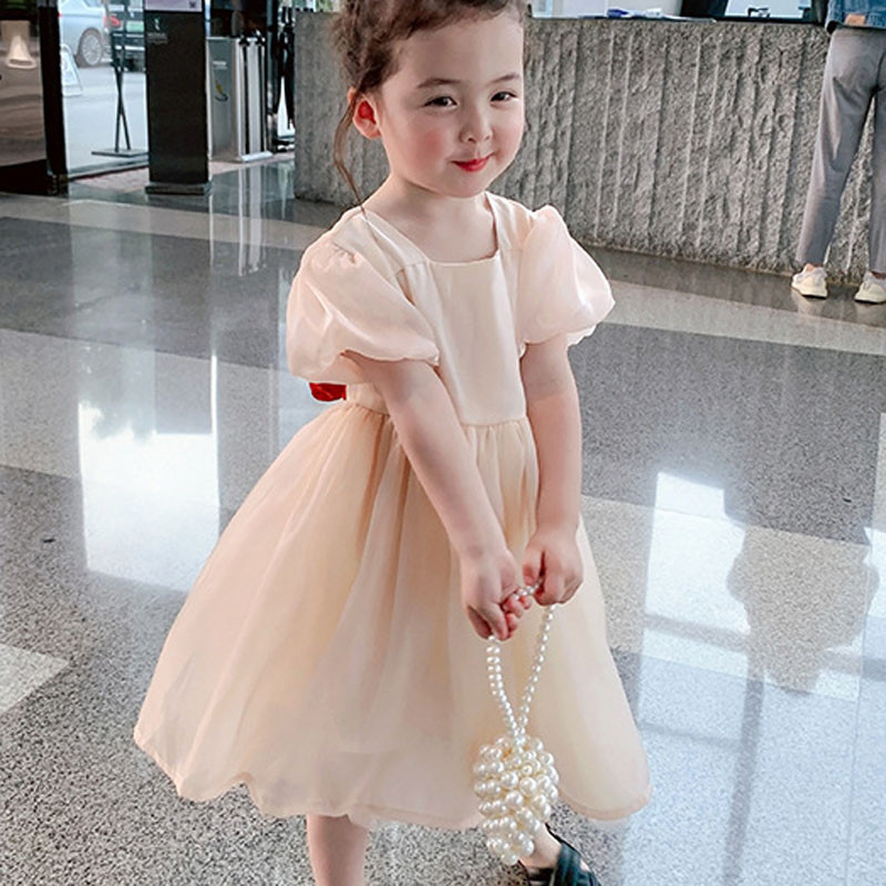 Suvine tüdrukute võrkkleit Sweet puhvis varrukatega seljarihmad Printsesskleit beebidele lastele riided lasteriided