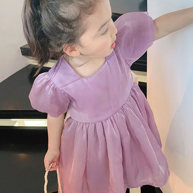 Suvine tüdrukute võrkkleit Sweet puhvis varrukatega seljarihmad Printsesskleit beebidele lastele riided lasteriided