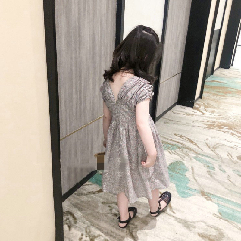 Djevojka Ljetna sling haljina Gornja odjeća Elegantna dječja odjeća V-izrez Cvjetna haljina s jednim kopčanjem Šarm princeza Večernje haljine