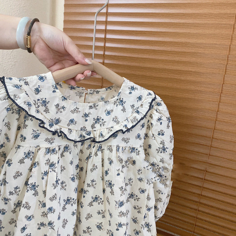 Tüdrukute sügiskleit pastoraalses stiilis 2022 uus Korea lasteriided Baby Kids tikitud printsessi kleit