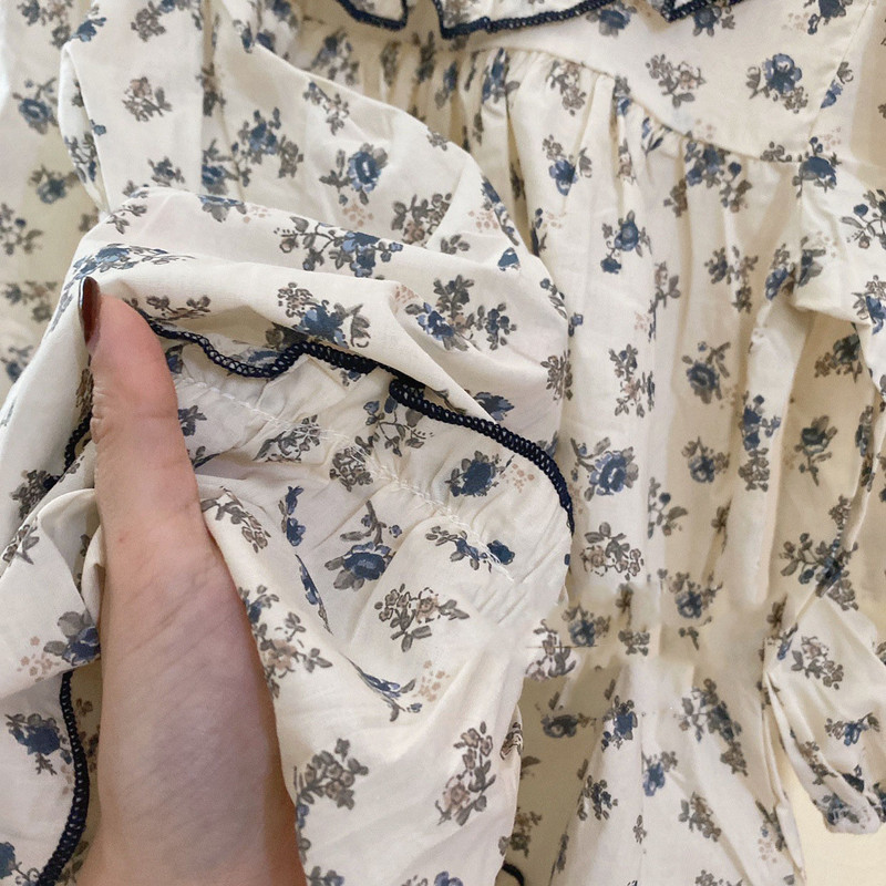 Tüdrukute sügiskleit pastoraalses stiilis 2022 uus Korea lasteriided Baby Kids tikitud printsessi kleit