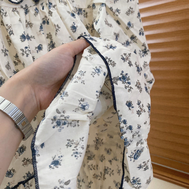 Tüdrukute sügiskleit pastoraalses stiilis 2022 uus Korea lasteriided Baby Kids tikitud printsessi kleit