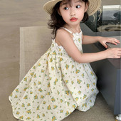 Καλοκαιρινό φόρεμα για κορίτσια 2023 Floral φόρεμα δαντέλα γούρι Πριγκίπισσα Φόρεμα Νέο αγροτικό γυναικείο φόρεμα παιδικά ρούχα