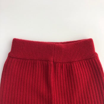 Ins Корейски бебешки плетени червени панталони 2023 есен Нови памучни еластични панталони Момче Прохождащо момиче Клинове PP Bottoming Skinny Pants