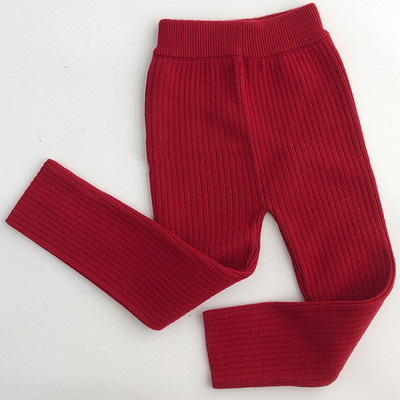 Ins Κορεάτικο πλεκτό κόκκινο παντελόνι 2023 Φθινόπωρο νέο βαμβακερό ελαστικό παντελόνι για αγόρι κοριτσάκι κολάν PP με πάτο στενό παντελόνι