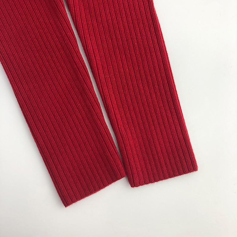 Ins Korejske dječje pletene crvene hlače 2023. Nove pamučne rastezljive hlače Tajice za dječake, malu djecu, Djevojčice, PP uske hlače s donjim dijelom