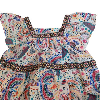 Καλοκαιρινό νέο φόρεμα για κορίτσια 2023 Ethnic φόρεμα αφηρημένη ζωγραφική Παιδικά ρούχα Βρεφικό φόρεμα πριγκίπισσας για διακοπές Φόρεμα παραλίας