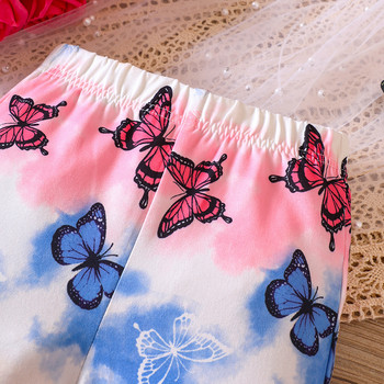 Нови есенни кльощави панталони с принт на пеперуди за момичета